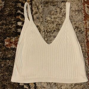 Aerie Cream Ribbed Tank Top